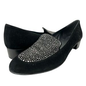 Stuart Weitzman Black Flats with Silver Embellishments